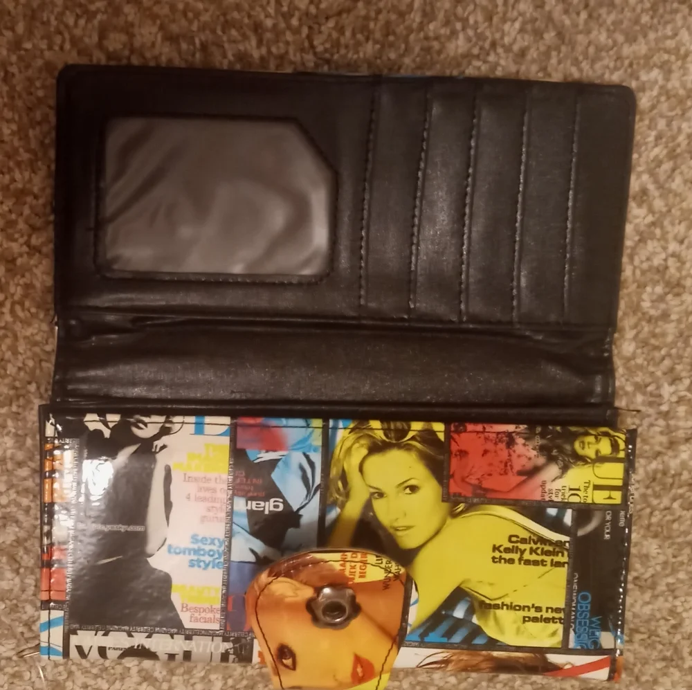 Vogue Glossy Magazine Collage Wristlet — Black, Pink, Blue, Yellow